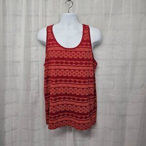 Mossimo Orange Aztec Southwestern Tank Tropical Beach Boho Unisex L